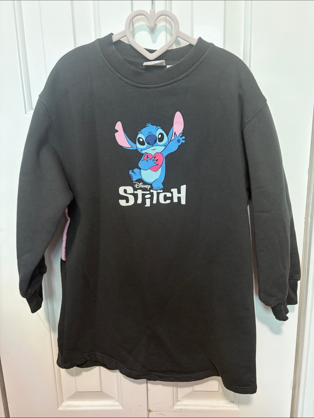 Zara’s Disney Stitch Black Graphic Kids Sweatshirt Dress Size 6-7